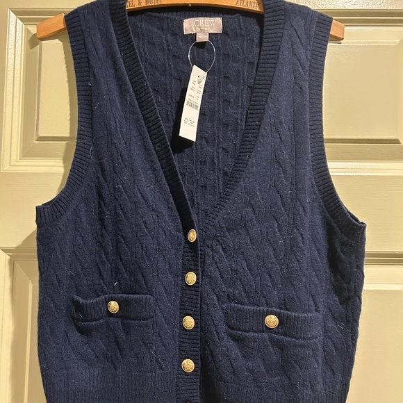 NWT J.Crew Cashmere Cable-Knit Sweater Vest (M) - Picture 5 of 5
